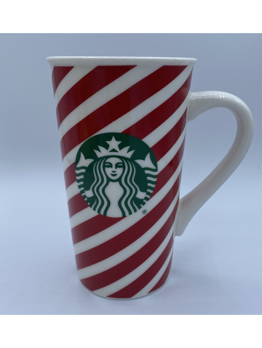 Starbucks Ceramic  Coffee/Tea Mug (no lid) 14 oz Holiday Red White Stripe Candy